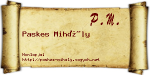 Paskes Mihály névjegykártya